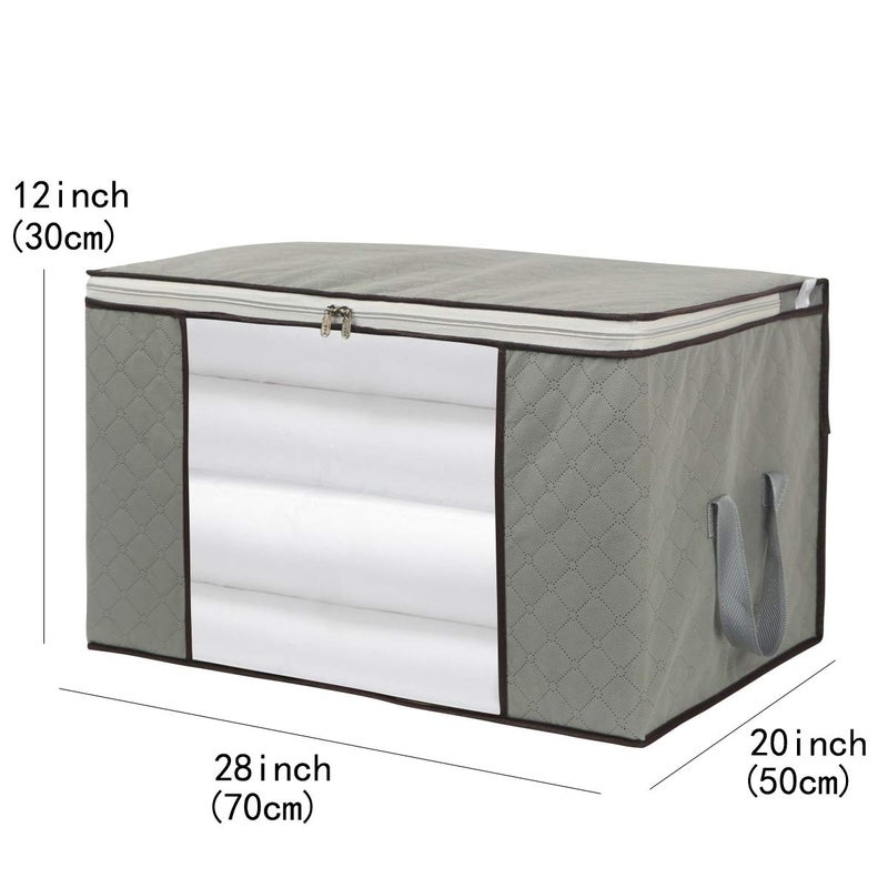 Szxc 2 Pack Foldable Large Storage Bags 28 x 20 x 12 (L x W x H) inch for Comforter Quilt Blanket Clothes with Clear Window & Handles - Easy to Fit King Size Comforter Set - Closet Under Bed Organizer - Image 3